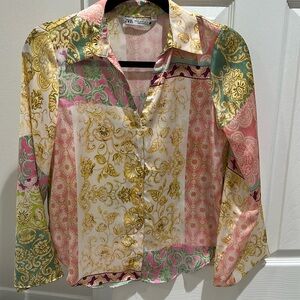 ZARA printed Blouse sz xs